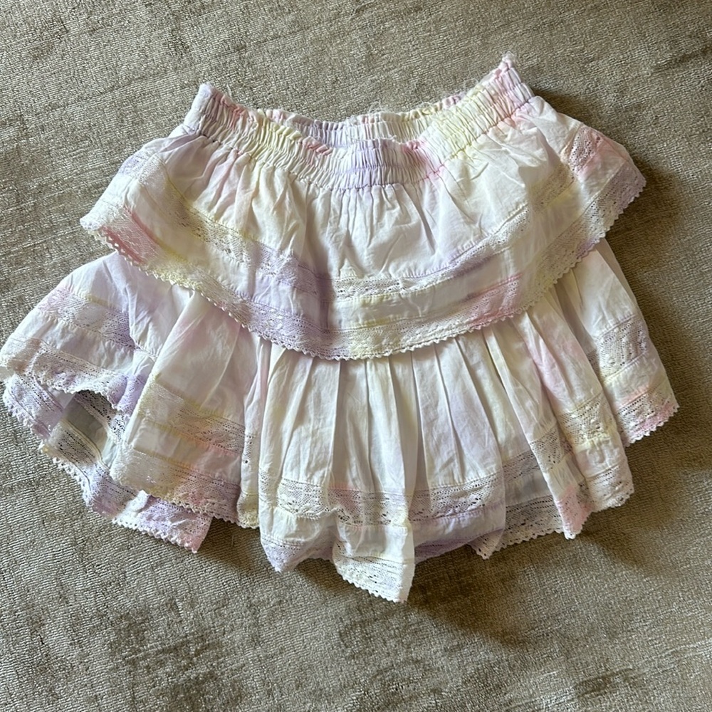 LOVESHACK FANCY MINI SKIRT!!! Rainbow pastel tie dye!! Sooo cute! 💙🩷💚💛